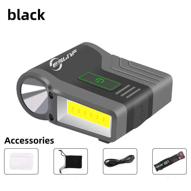 Lampe frontale pêche ESLNF étanche à induction intelligente - LED COB - Lampe clip réglable