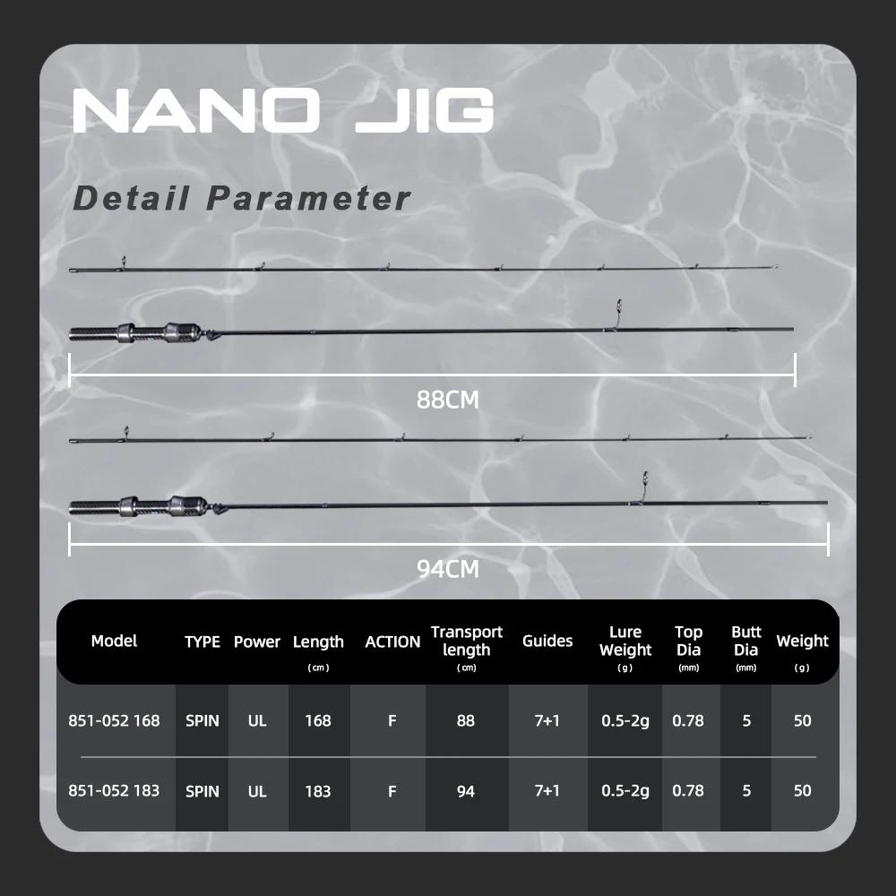 Canne Nano Jig spinning ultra-légère 1.68m 1.83m 0.5-2g action rapide truite bar eau douce mer