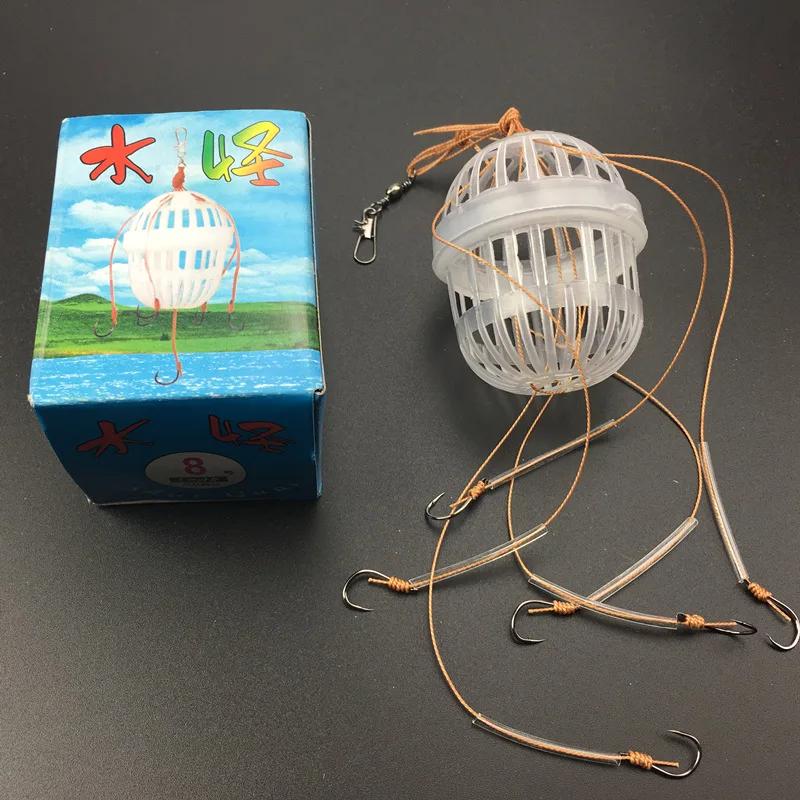 Cage amorce explosion pour carpe avec hameçons acier carbone et appâts sphériques