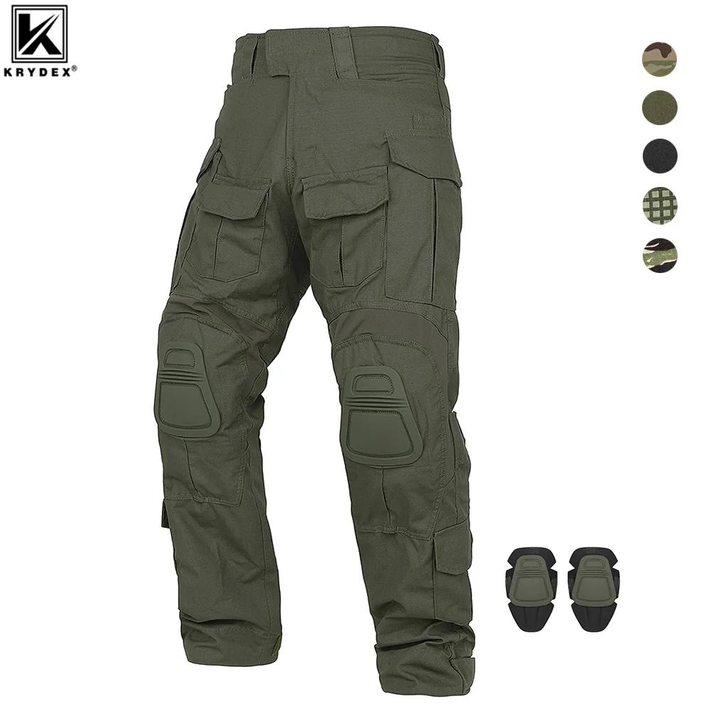 Pantalon combat G3 KRYDEX pêche outdoor genouillères tactique rayures tigre kaki