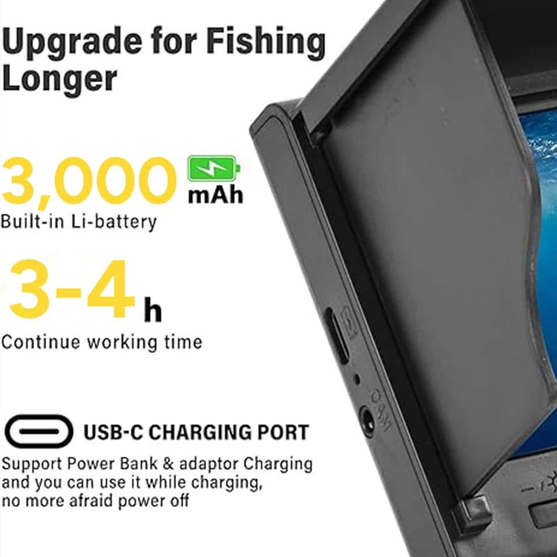 Caméra pêche portable main 1080P 4.3 pouces LCD avec vision nocturne pour observation sous-marine des poissons