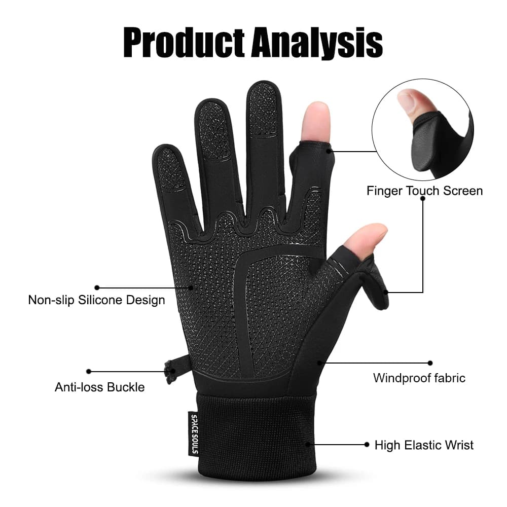 Gants d'hiver chauds homme femme écran tactile coupe-vent pêche ski vélo running
