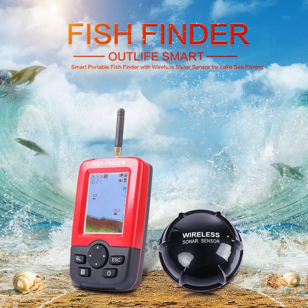 Détecteur poissons sans fil 100m sonar portable pour mer lac eau salée pêche échosondeur intelligent