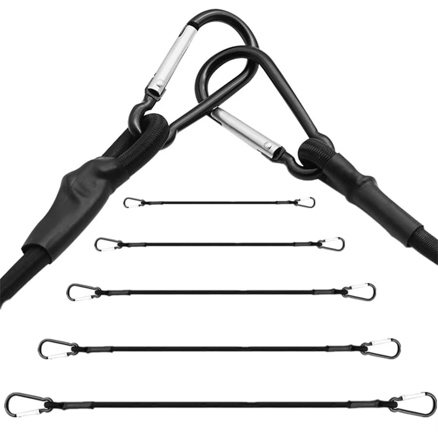 Cordes élastiques bungee 8mm avec crochets pour attacher vélo, bagages et équipement de pêche - 30/150cm