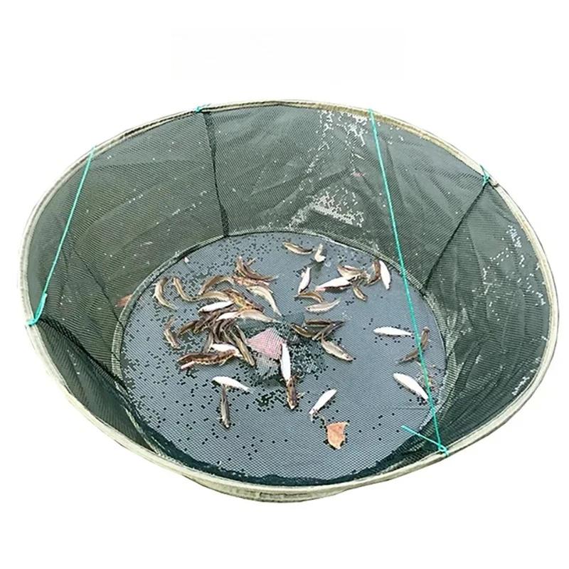 Filet de pêche pliable 80 à 100 cm pour crevettes crabes anguilles avec bouche coulissante et appât