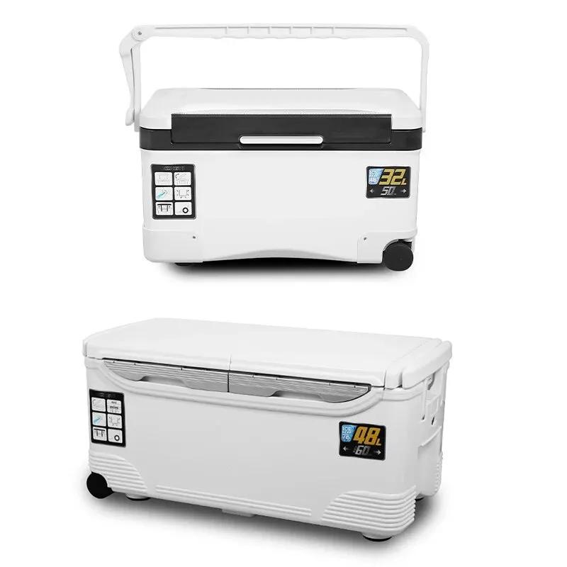 Glacière de pêche 10L à 48L avec aérations portables - Bac de rangement équipement pêche - Conservation poissons