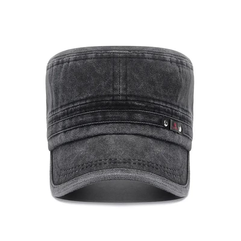 Casquette militaire coton lavé plat pêcheur ajustable extérieure rétro armée homme femme pêche