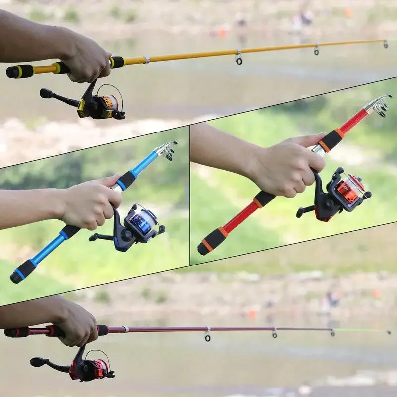 Canne à pêche enfant 1.8m ultra courte avec moulinet - Set complet pêche débutant sécurisé