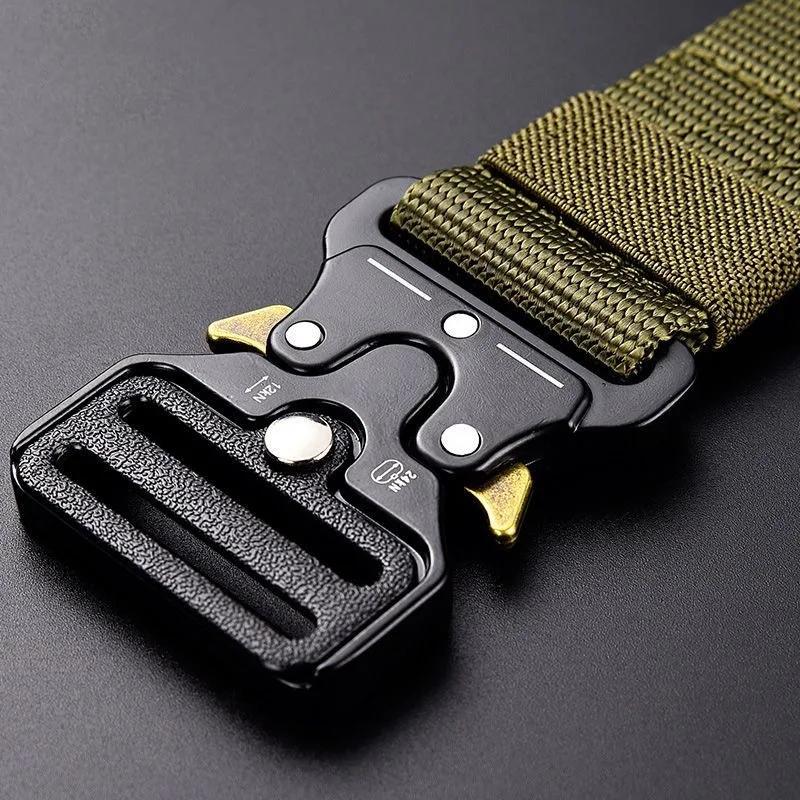 Ceinture tactique rapide dégagement pêche chasse - Ceinture nylon souple unisexe noir outdoor