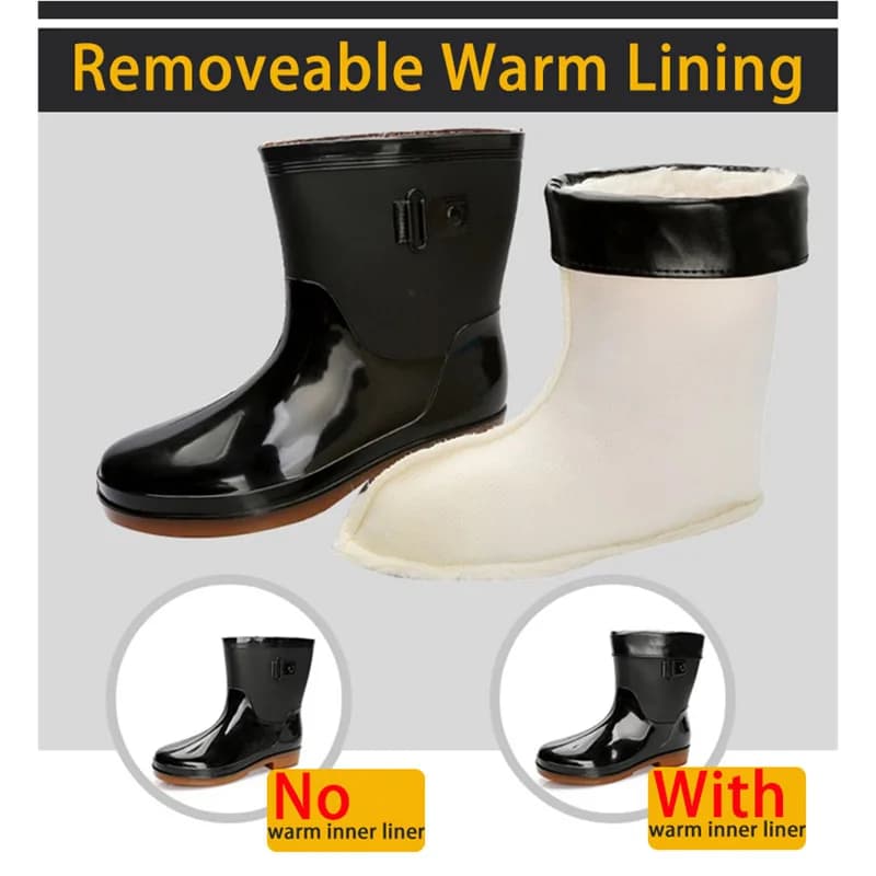 Bottes de pêche d'hiver chaudes avec doublure amovible - Chaussures de travail imperméables pour pêche par temps froid