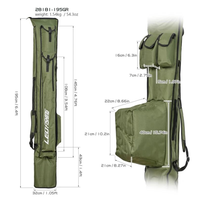 Sac de rangement étanche 175CM pour canne à pêche carpe - Portable pliable XA122G