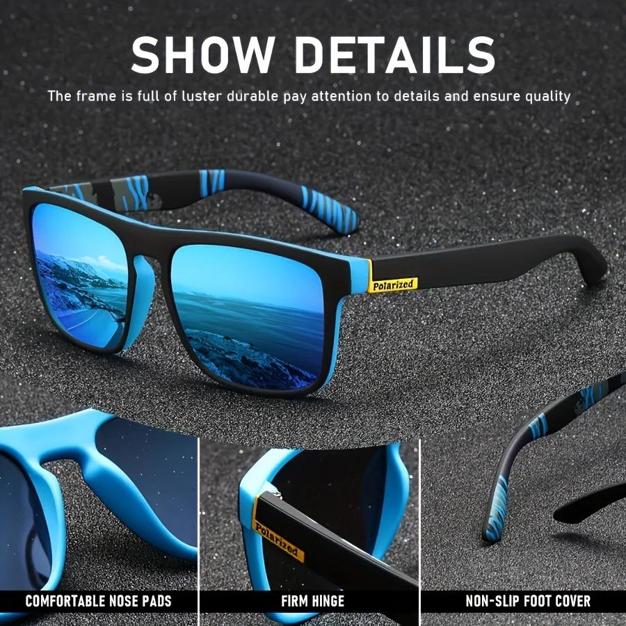 Lunettes de soleil polarisées carrées vintage - Conduite et pêche protection UV400 luxe