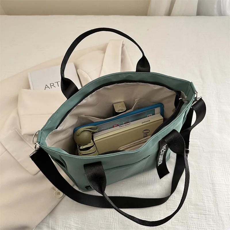 Sac à main tote nylon étanche grande capacité - Messenger scolaire fille simple tendance mode