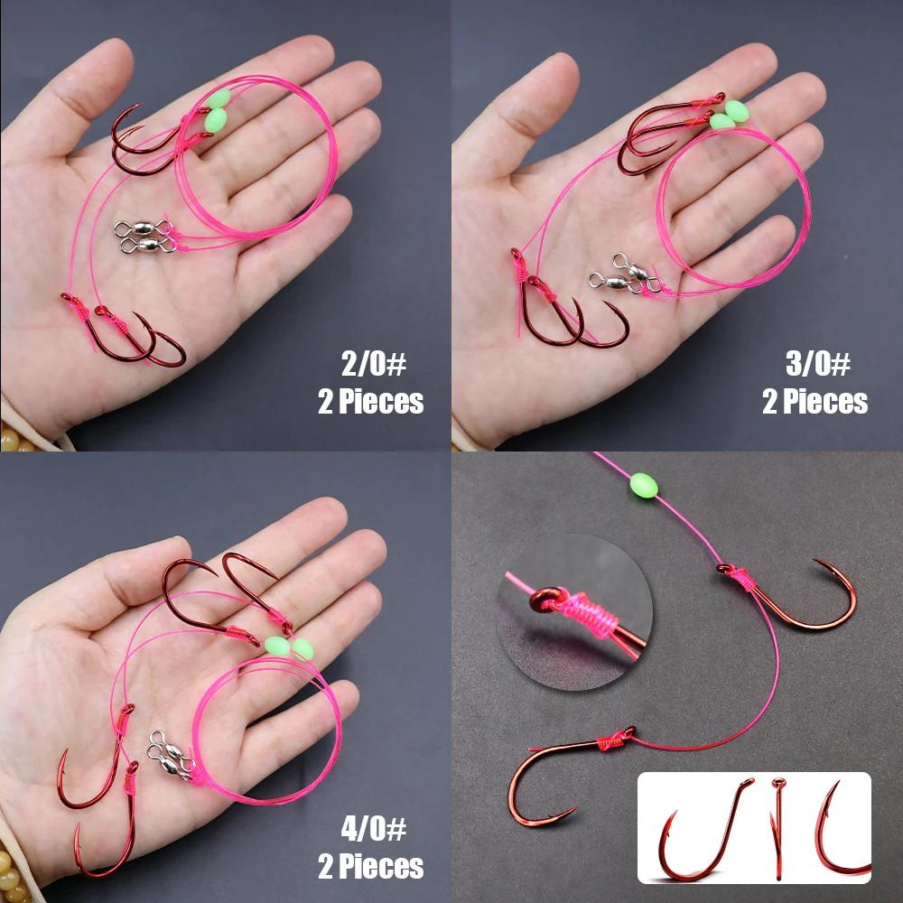 2 montages stinger pour poissons carnassiers avec hameçons double poulpe rouge - appâts vivants