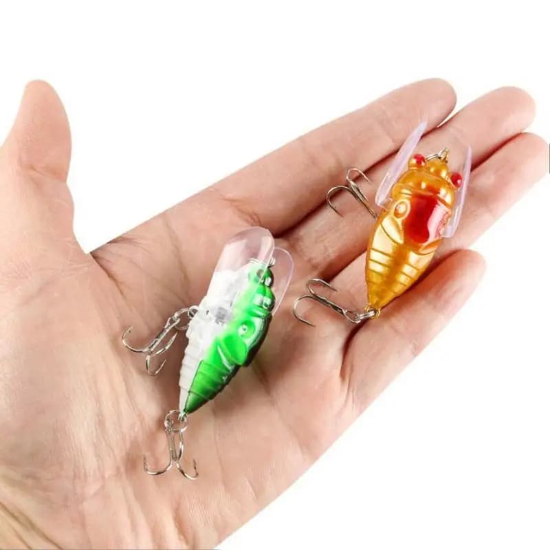 Leurre cigale 4cm/5.5g avec yeux 3D holographiques - Appât dur pour pêche au bar et carnassiers en eau douce