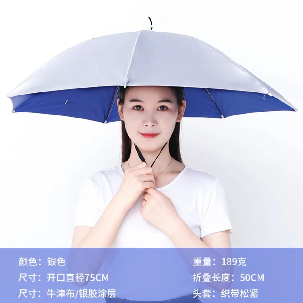 Parapluie chapeau portable 77cm pliable pêche camping plage protection solaire imperméable