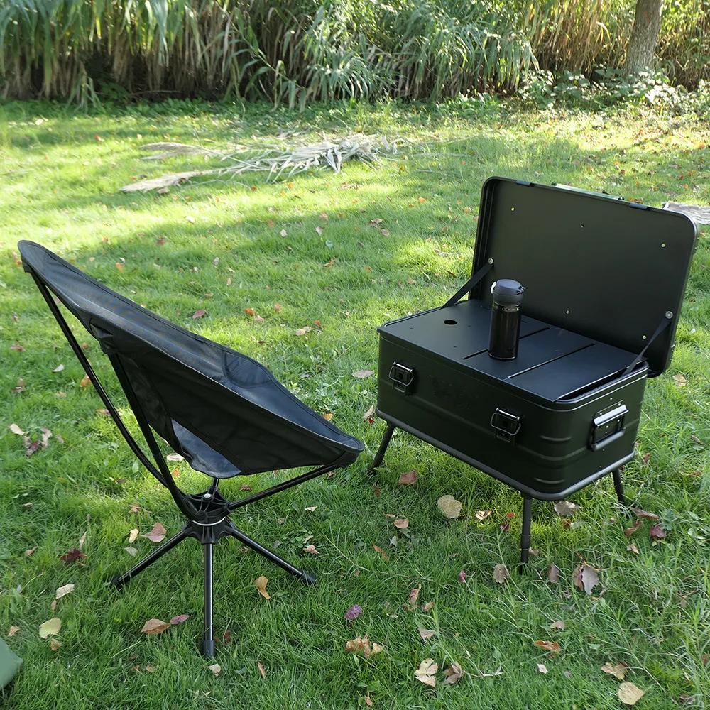 Chaise pivotante détachable TINSOL avec sac de pêche - Camping, randonnée et activités outdoor