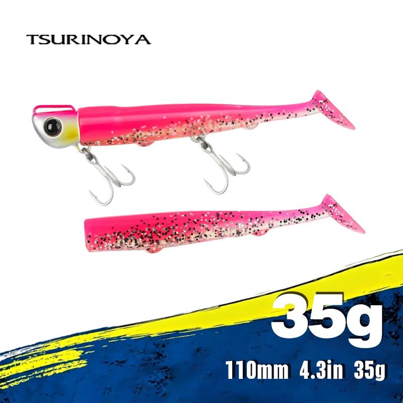 Leurres souples TSURINOYA 110mm 35g pour flétan et bar - Tête plombée longue portée avec queue T