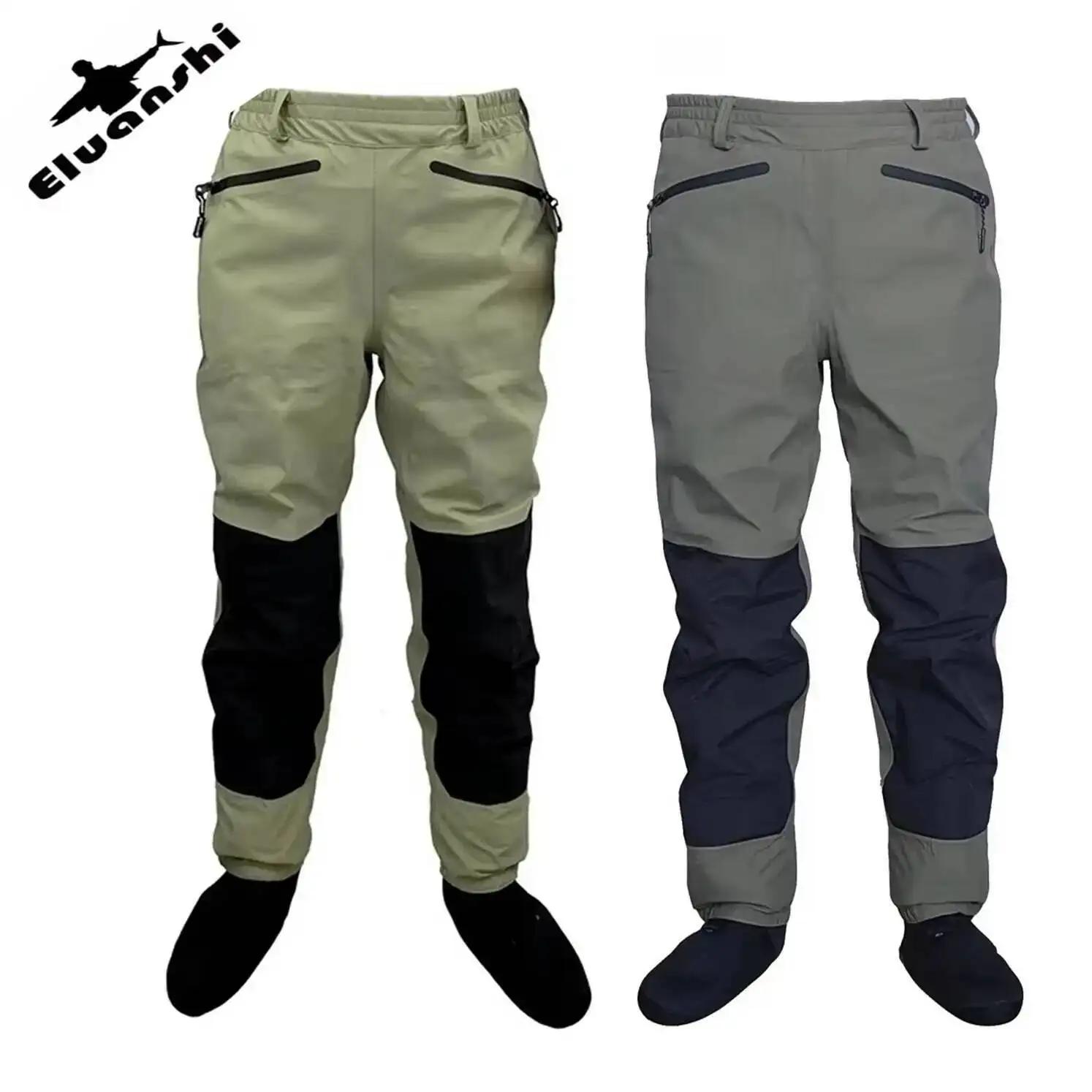 Waders pêche à la mouche ELUANSHI taille hanche plats pieds chaussettes durables hauts pour rivière