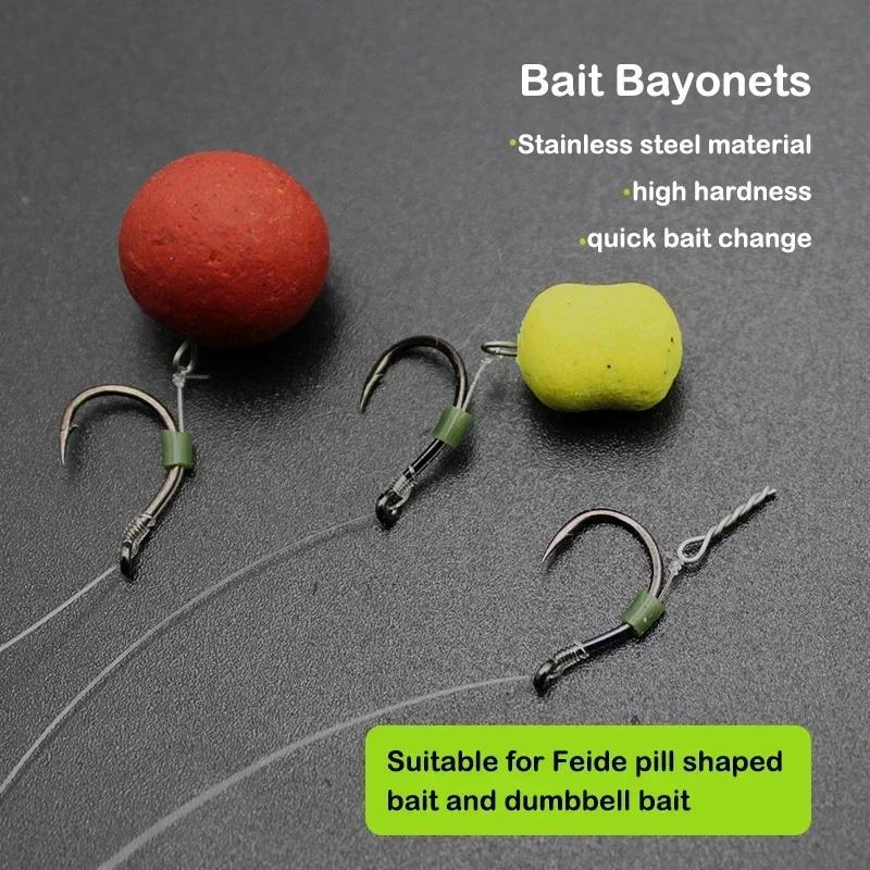 Accessoires pêche carpe - 30 baïonnettes inox pour fixer appâts sur hameçons - Matériel feeder