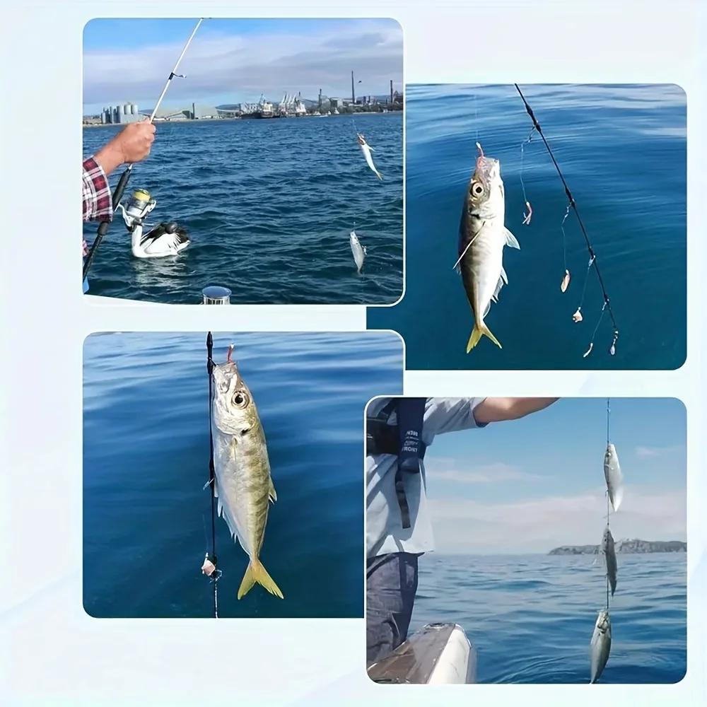 Sabiki rig flash prémonté avec 30 hameçons pour pêche d'appâts vivants et pêche en mer efficace
