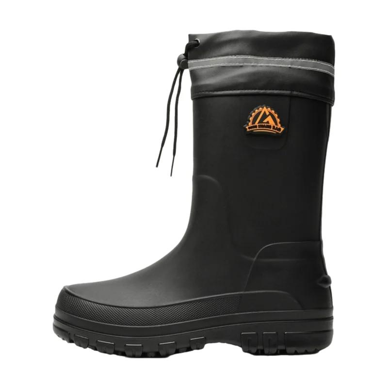 Bottes de pluie mi-mollet homme mode imperméables antidérapantes chaudes travail extérieur