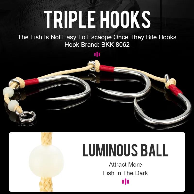 Hameçon de jigging TEASER HK034 pour octopus et leurres souples - Hameçon gang pour thon et bonite