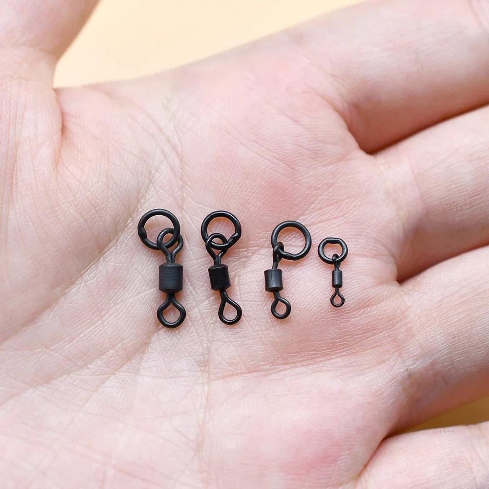 60 anneaux rapides pêche carpe MNFT noir mat - swivels rig cheveu changement rapide solide