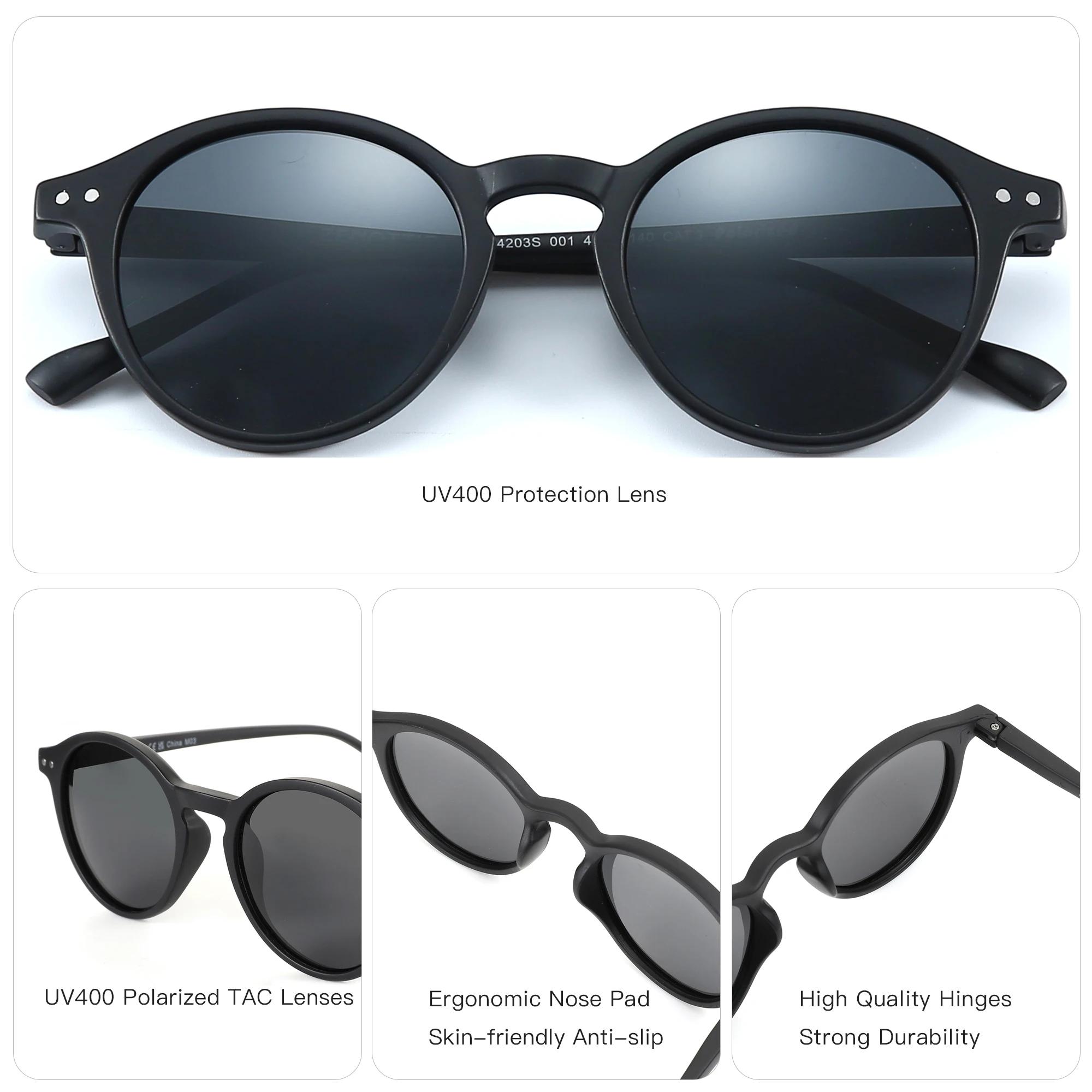 Lunettes de soleil polarisées rétro ZENOTTIC 2024 - Monture ronde pêche UV400 vintage