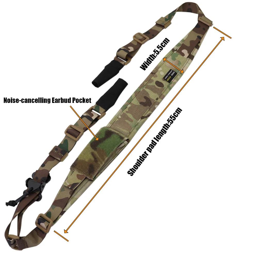 Bretelle fusil modulaire réglable 2 points/1 point - Accessoire pêche et chasse polyvalent transport