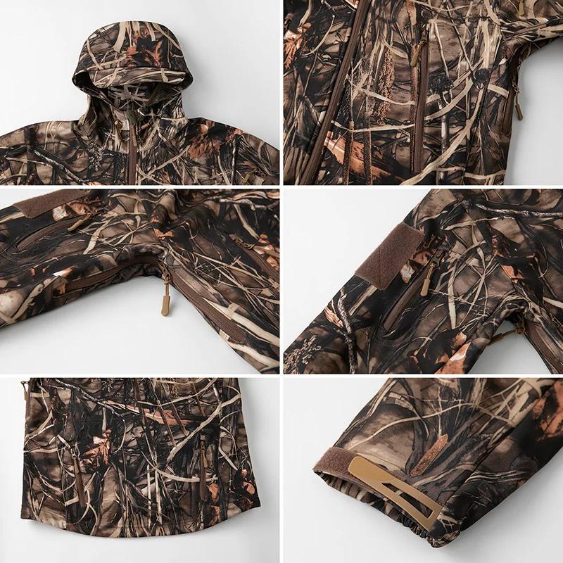 Veste de chasse camouflage softshell silencieuse - Imperméable et chaude pour pêche et randonnée
