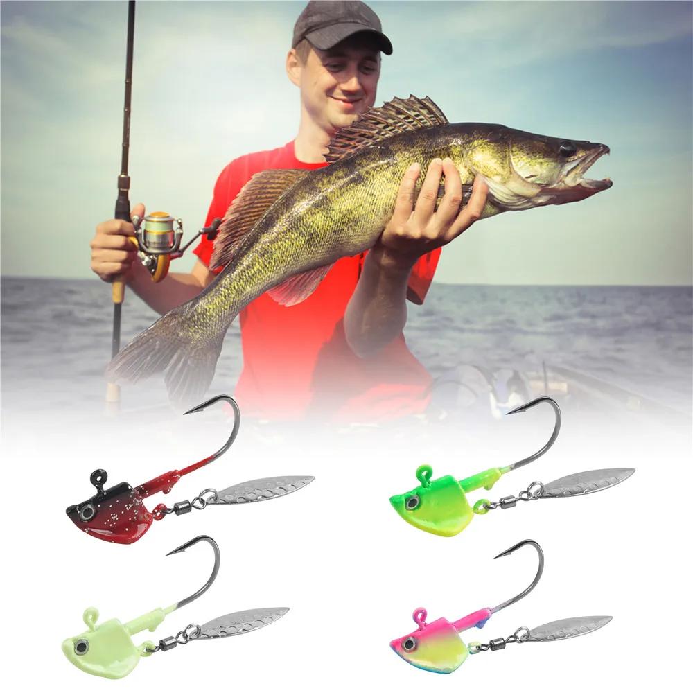 Jig fishing hooks avec spinner blade et yeux 3D pour pêche du walleye et bass avec animations attractives