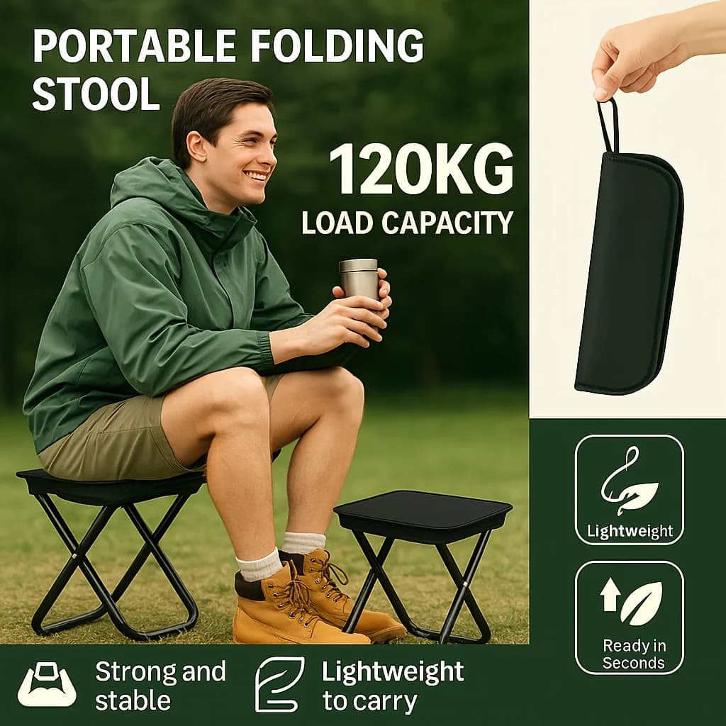 Tabouret sac à dos pliant portable ultra-léger - Siège mini voyage et randonnée facile à transporter