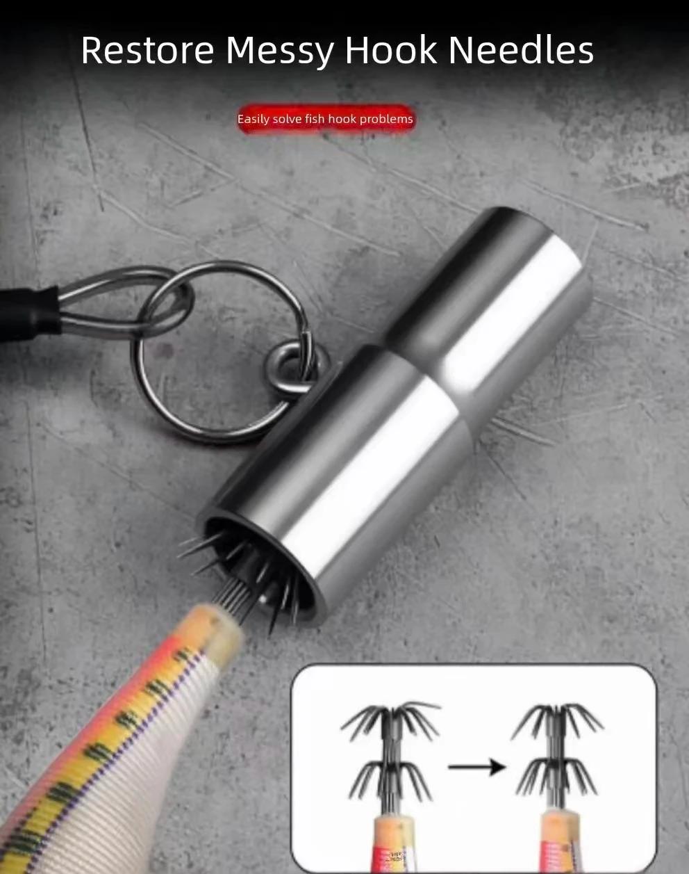 Correcteur d'hameçon calamar pour récupérer les hameçons poulpe, aiguille de pêche carpe en acier inoxydable