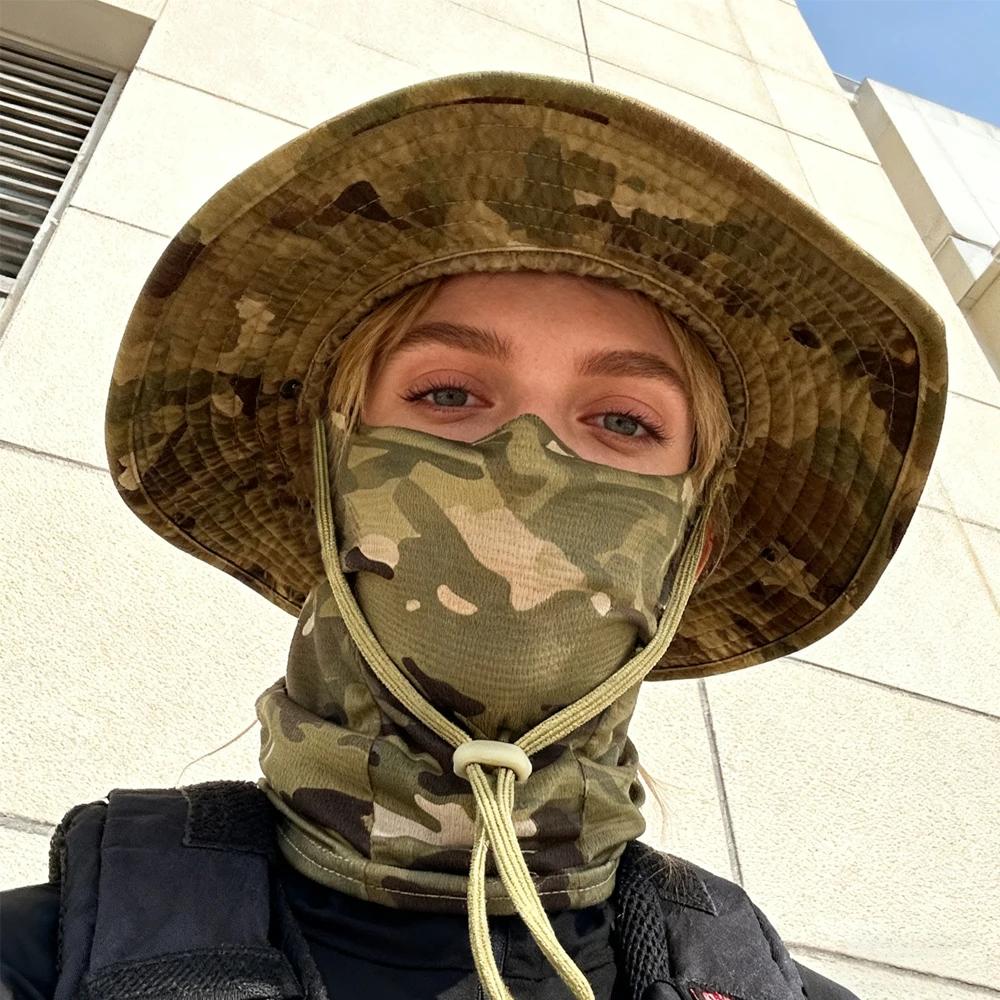 Chapeau camouflage pêche pliable à large bord - Bonnet boonie balaclava pour chasse et pêche