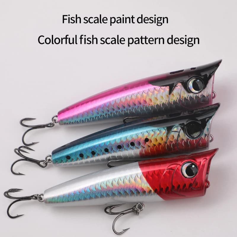 Popper 15-20g avec 2 hameçons triples - leurre de surface pour bar et pêche en mer