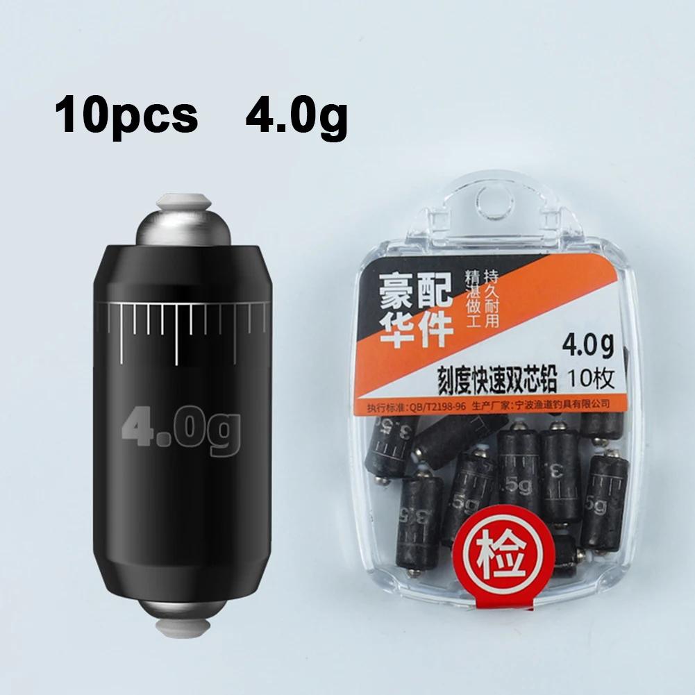 Plombs drop shot 10pcs 2.5g à 4.0g avec échelle - Plombs de pêche à double cœur pour une immersion rapide