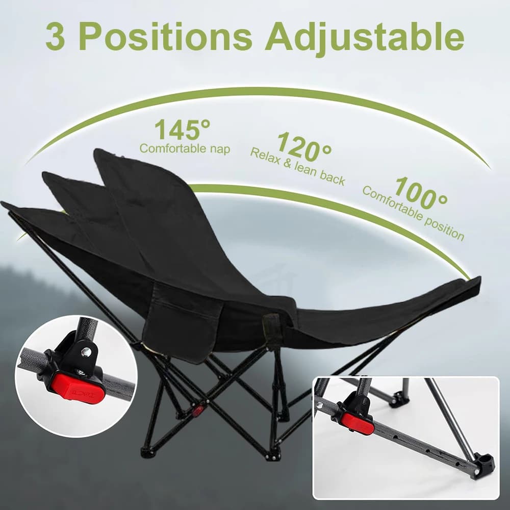 Chaise pliante portable avec sac de rangement et repose-pieds pour camping et pêche