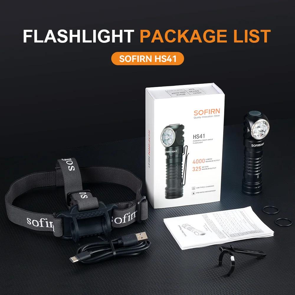 Lampe frontale Sofirn HS41 4000 lumens LED SST20 rechargeable USB C pêche puissante avec aimant