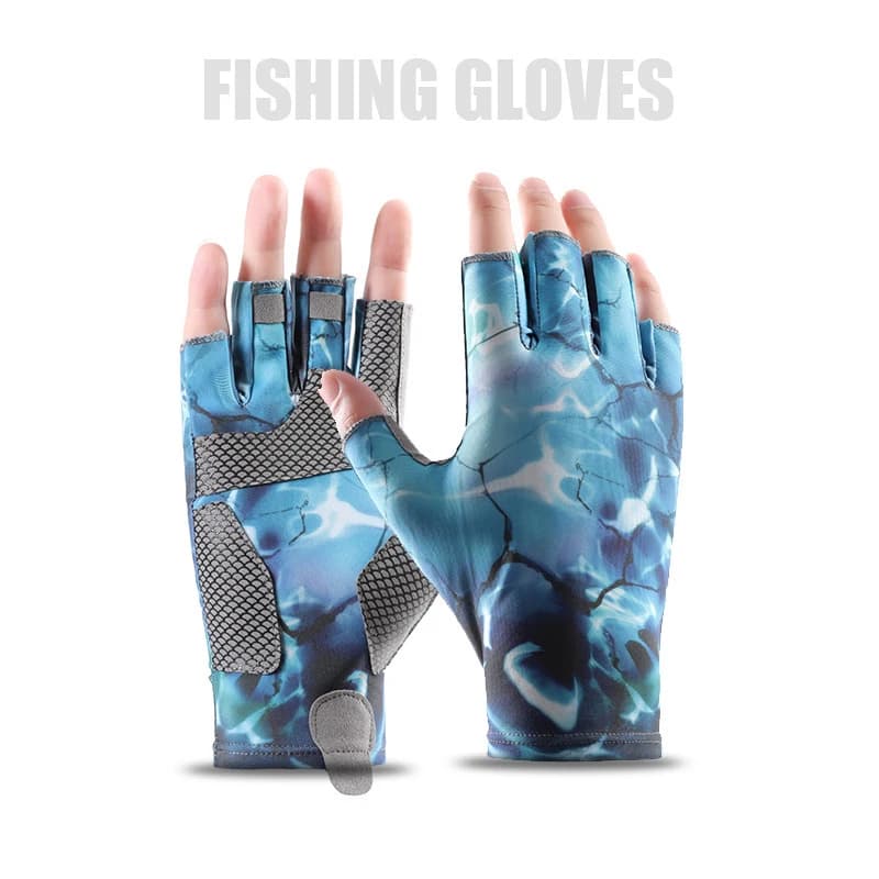 Gants de pêche été soie glacée anti-coupure protection solaire doigts libres homme femme