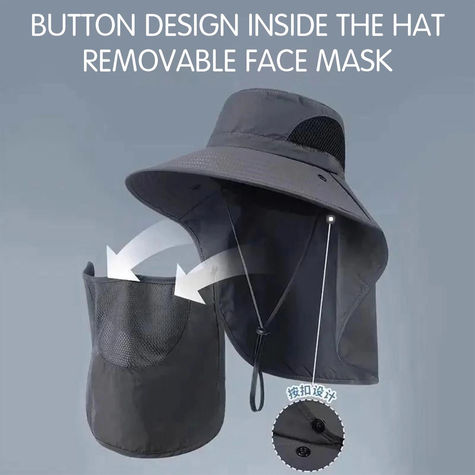 Chapeau de pêche UV protection été pour hommes femmes avec rabat cou nu pêche randonnée camping