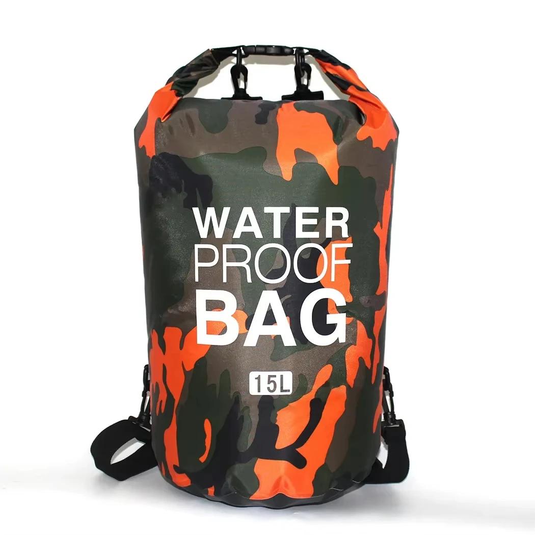 Sac étanche camouflage PVC 2L à 30L pour rafting, plongée et randonnée aquatique - Sac sec portable