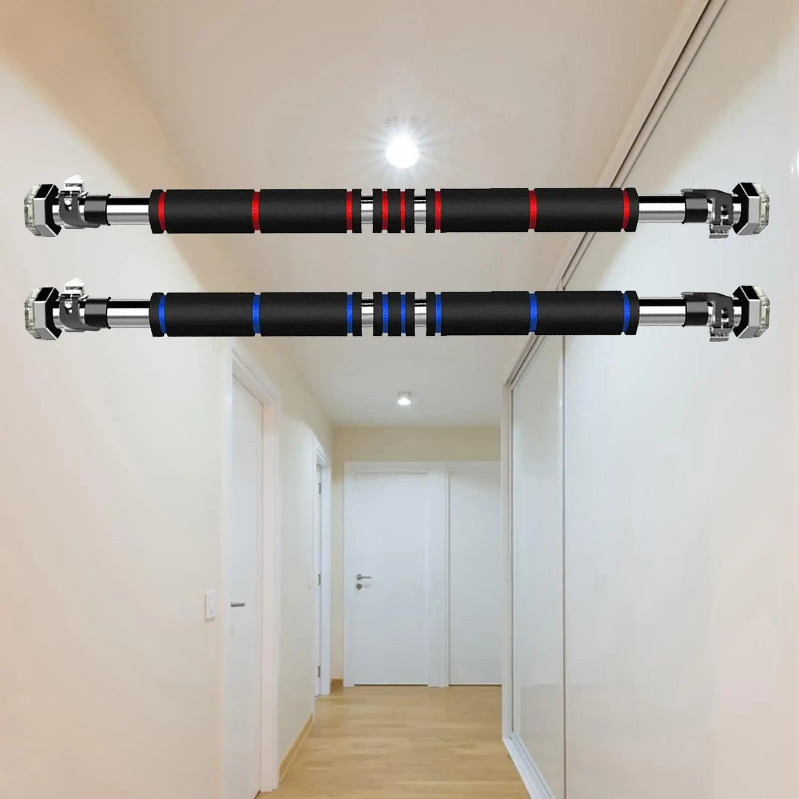 Barre de traction porte ajustable longueur 80-130 cm - Barre horizontale télescopique musculation maison