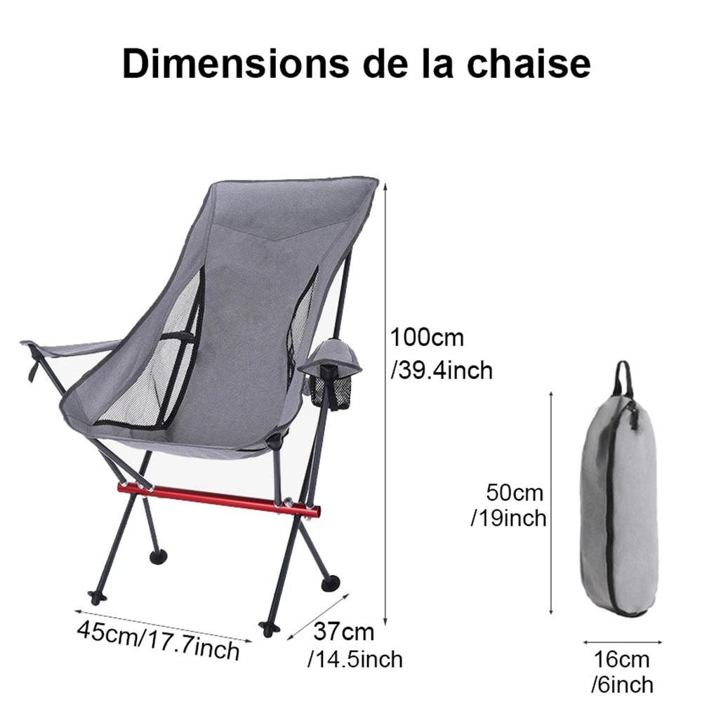 Chaise pliante Desert Fox avec accoudoirs et sac de transport pour pêche, randonnée et camping