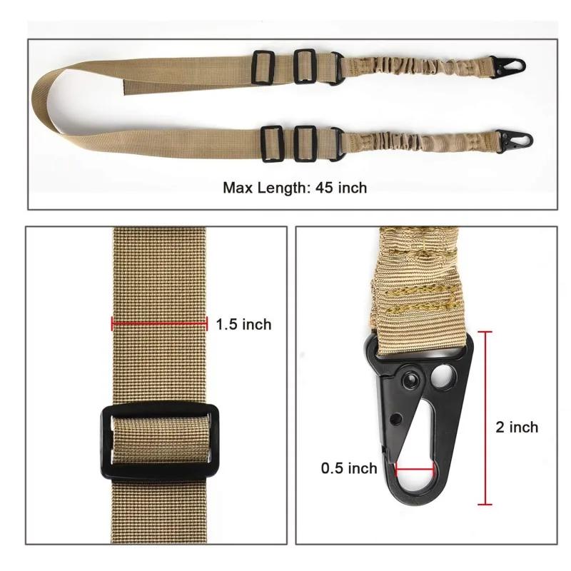 Bretelle fusil 2 points réglable avec crochet QD - Sangle tactique pour transport canne pêche