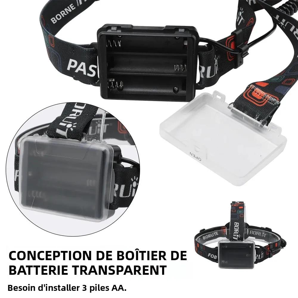 Lampe frontale BOIRUiT RJ-2166 1000LM zoomable étanche piles AA pour pêche et chasse