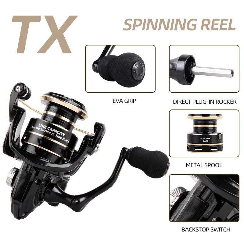 Moulinet spinning professionnel ultra-léger 1000-7000 avec frein 8-12kg pour eau douce et mer