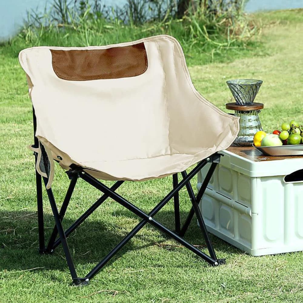 Chaise camping pliante pêche avec poche latérale - Siège extérieur plage randonnée portable