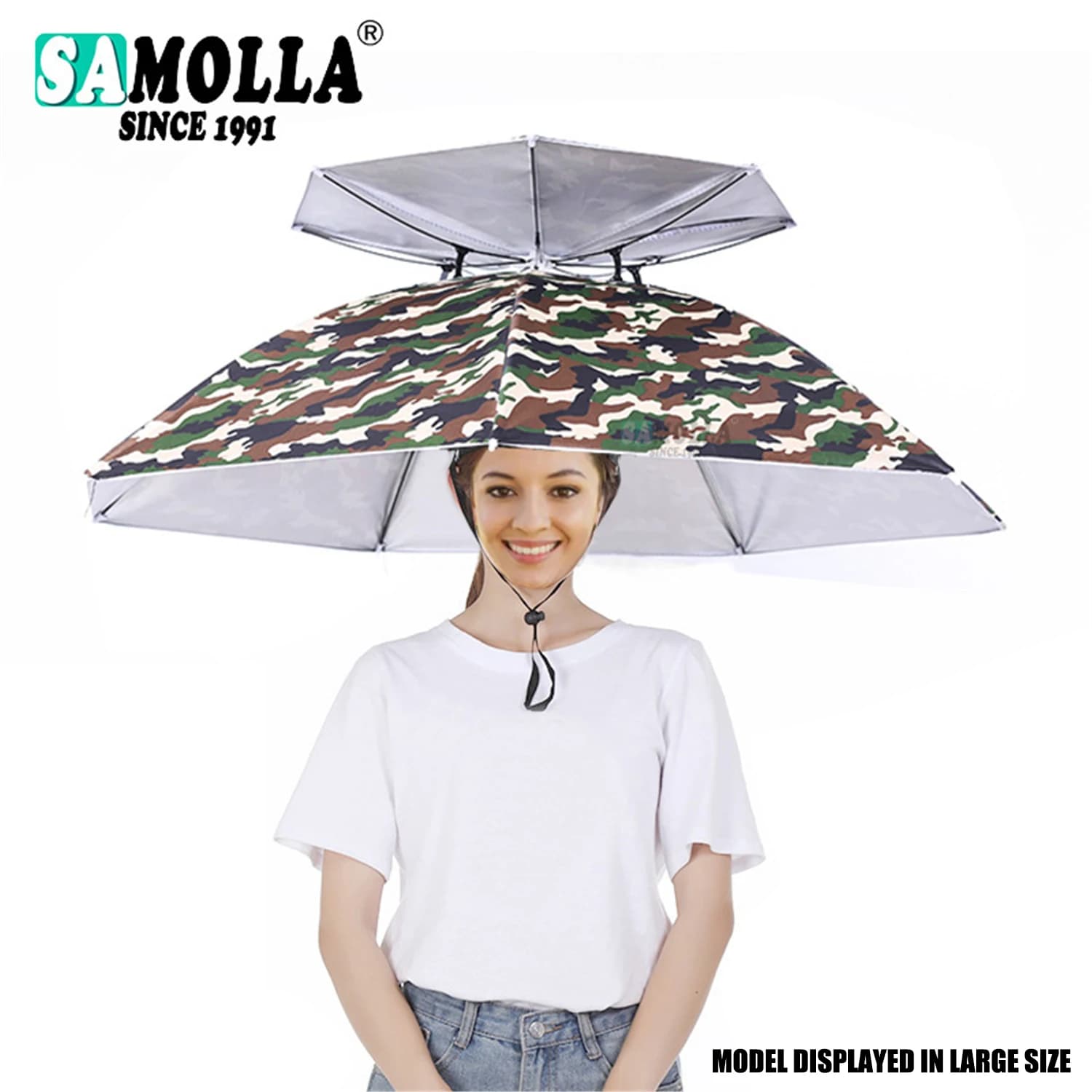 Chapeau parapluie pliable double couche - Protection UV et imperméable pour pêche plage