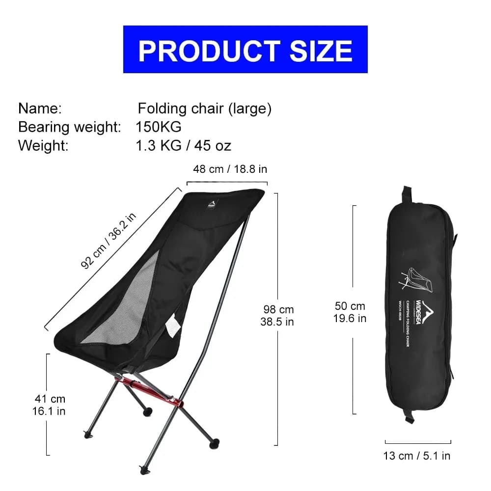 Chaise longue pliante Widesea pour pêche et plage - Siège détente portable camping